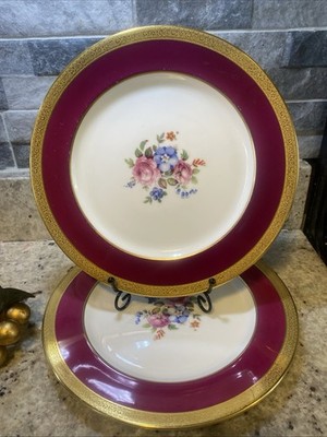 Vintage Paragon Fuchsia And Rose Pattern With Gold Trim dinner Plates (6)