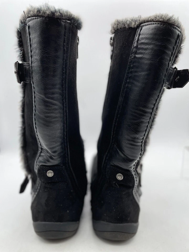 Nine West Naydine Knee-High Snow Boot Girl's Sz 4 Black Buckle Faux Fur - Image 3 of 4