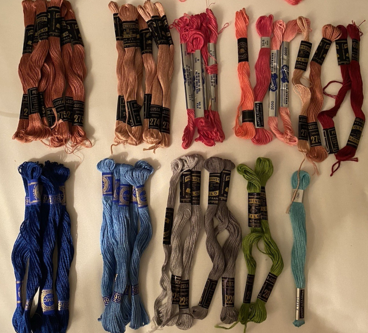 Floss Thread Lot Of 49 Skeins Dmc Bucilla Peri-lusta Royal