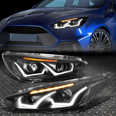 [LED DRL]FOR 15-18 FORD FOCUS BLACK/AMBER SIGNAL PROJECTOR HEADLIGHT HEAD LAMPS - Bild 1 von 4