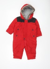 Tu Unisex Red Faux Fur Hooded Winter Snowsuit 12-18 Months Padded Lined