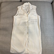 Versailles NY Sleeveless Shirt Dress Cream Contrast Stitch Small