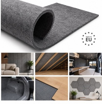 Filzmatte 10 mm grau 160x50 cm   dicker Dämmfilz für Maschinen & Kofferraum