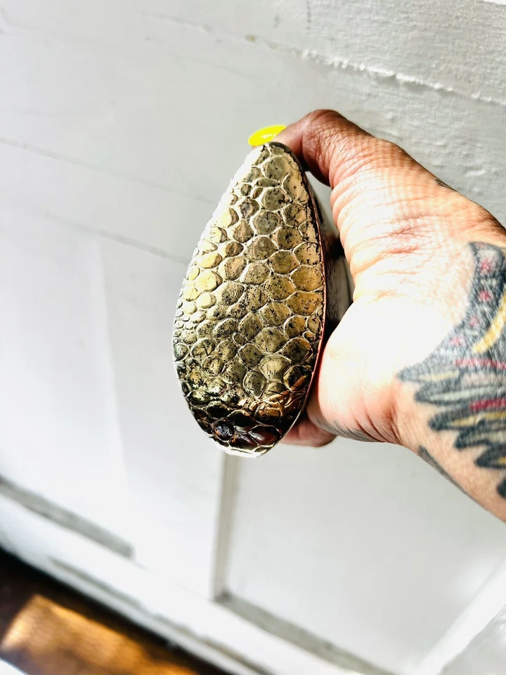 Bolso sin asas SAKS FIVE AVENUE AÑOS 70’s vintage italiano plateado metal piel de serpiente Foto 3 de 4