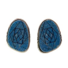 Sterlingsilber Native American Navajo Eingelegte Lapis Lazuli Ohrringe
