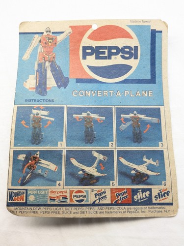 VINTAGE RARO 1985 PEPSI Promo Convert-A Plane Transformers Gobots - Foto 5 di 14