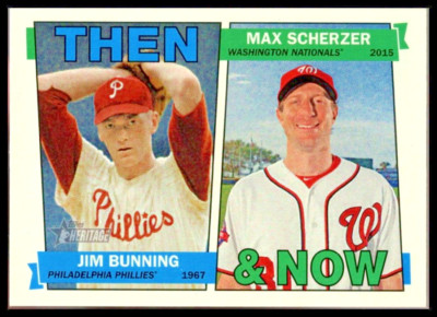 2016 Topps Heritage Then and Now #TANBS Bunning Scherzer
