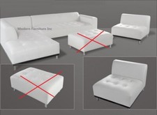 Modern contemporary white Leather Sectional Sofa chaise chair 3 pieces set 1707