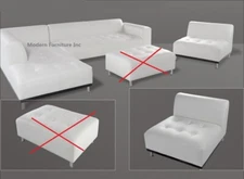 Modern contemporary white Leather Sectional Sofa chaise chair 3 pieces set #1707