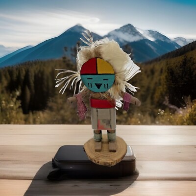 Authentische indianische Navajo Sun Face Kachina Puppe 5 Zoll hoch signiert DB