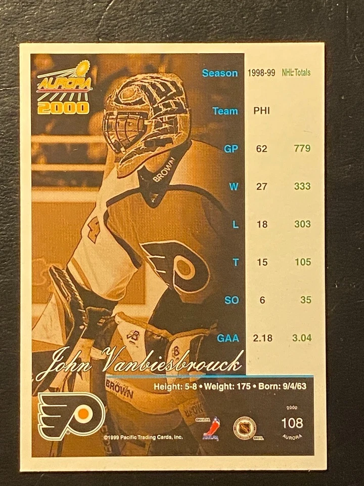 John Vanbiesbrouck 1999-00 Aurora 2000 #108 Philadelphia Flyers - Image 2 of 2