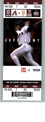 Arizona Diamondbacks vs San Francisco Giants 4/10/2018 Ticket - Jeff Kent