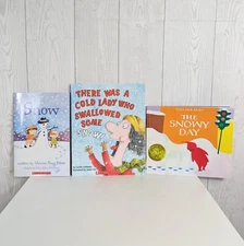 Collection of 3 Snow Themed Children's Books Winter Snowy Day Cold Lady Who