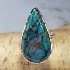 Kingman Turquoise Gemstone Ring,925 Sterling Silver,Stackable Ring,Unique Ring