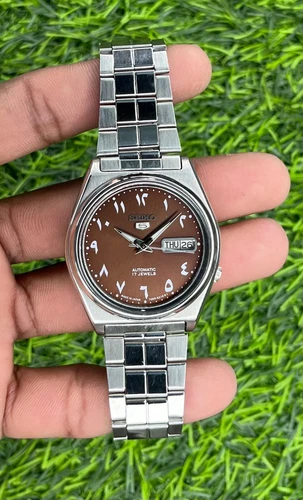 Rare Vintage Seiko 5 Arabic Brown Dail 7009 Automatic 17 Jewel
