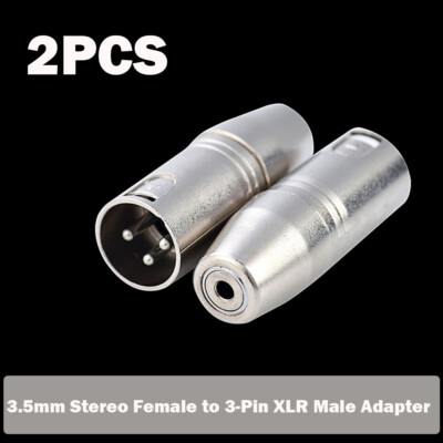 2PCS Balanced 3-Pin XLR Male to 3.5mm TRS Stereo Female Audio Adapter DJ Mixer