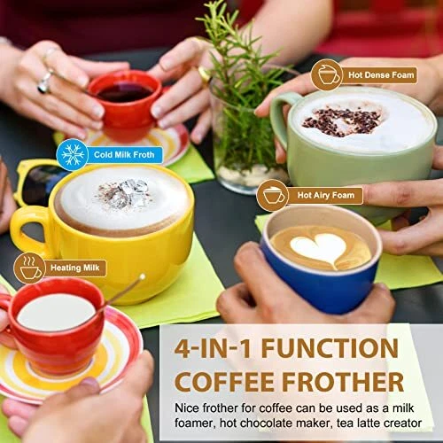 Milk Frother Electric Coffee Frother Warm And Cold Milk Foamer 4 In 1 Automatic