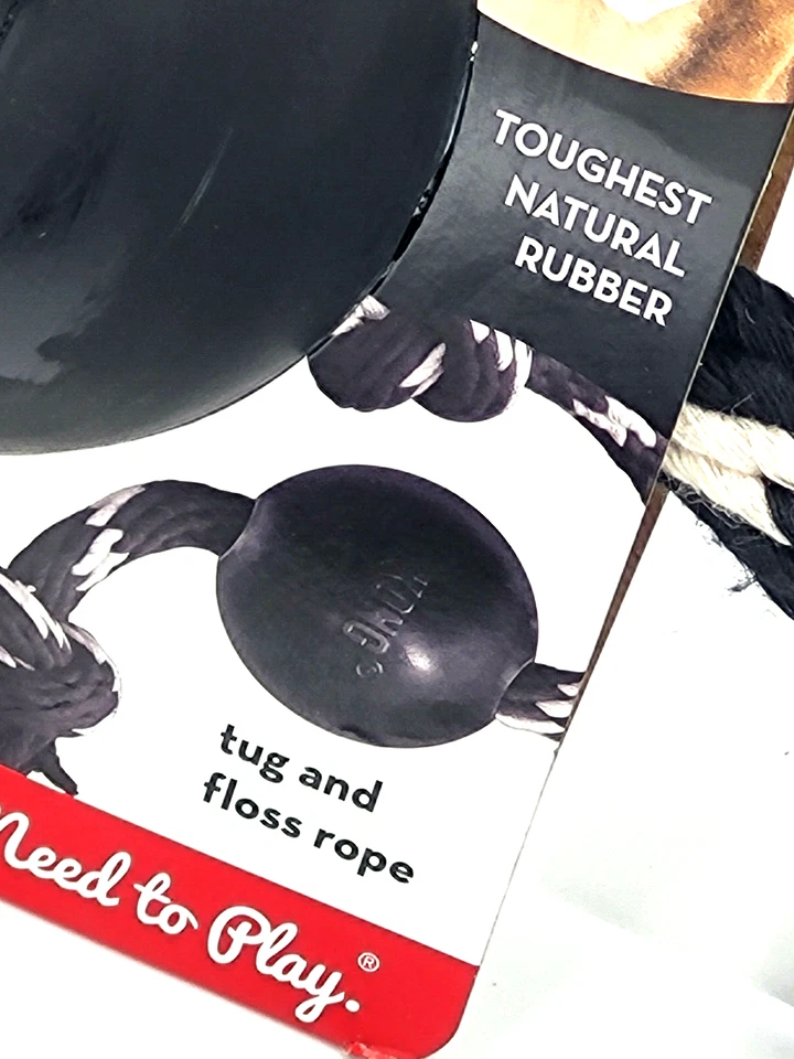 KONG Extreme Ball with Rope LARGE Tug Fetch & Chew Dog Toy - Image 3 of 4