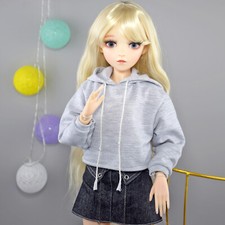 24 inch Height Girl Doll with Hoodie Skirt Shoes Blonde Curly Wig BJD DOLL Toy