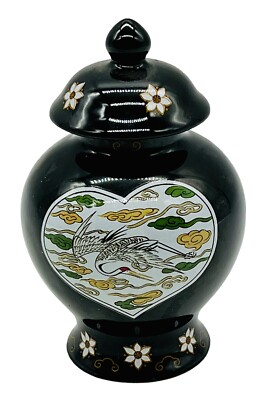 Franklin Mint Black Heart Crane Mini Imperial Collection Dynasty Jar 1980 Japan