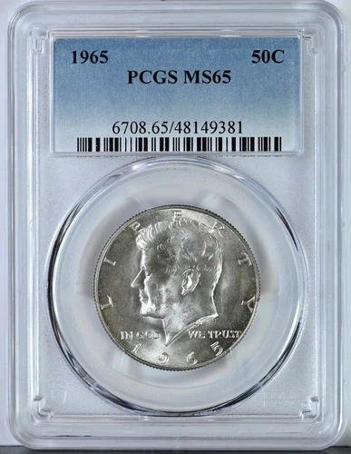 1965 KENNEDY Half Dollar MS65 PCGS Graded 6708 WHITE 40% Silver Coin #381