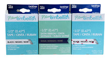 Brother P-Touch Embellish Tape  Satin Ribbon 1/2" 0.47" NEW; LOT OF 3 
