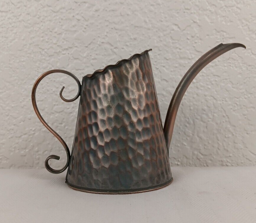 Vintage Gregorian Hammered Solid Copper Small Watering Can Pitcher Jug