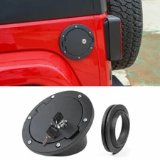 Gas Tank Cap Fuel Filler Door Locking Cover For Jeep Wrangler JK JKU 07-18 Black