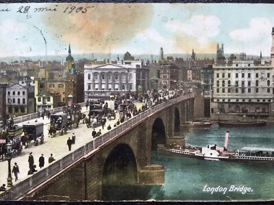 Großbritannien 1905 Ansichtskarte London Bridge / Aue Sachsen gelaufen - Bild 1 von 3