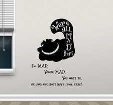 Cheshire Cat Quote Wall Decal Alice In Wonderland Vinyl Cartoons Sticker 46crt