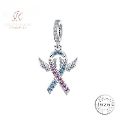 Baby Verlust Bewusstsein Band Charm Silber Gr 925 Denkmal Engelsflügel