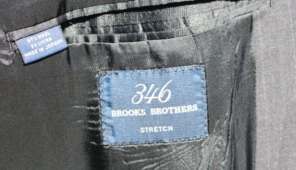 Brooks Brothers 346 Mens 46L Gray Stretch Wool 2 Piece Suit