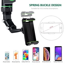 360° Car Rearview Mirror Rotation Adjustable Phone Holder Mount Multifunction