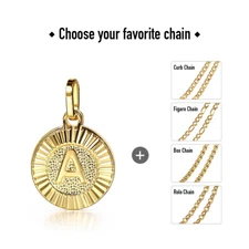 Women Men Gold Filled Letter A-Z Pendant Initial Necklace Stainless Steel Chain