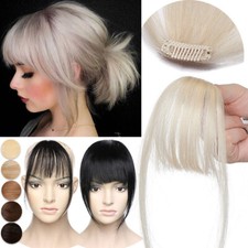 CLEARANCE Human Hair Bangs Real Remy Thin Air Neat Wispy Clip in Fringe Front UK