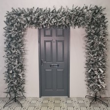 Factory Seconds: 8ft Flocked PVC Christmas Tree Arch with Snow Tips and Flat Top