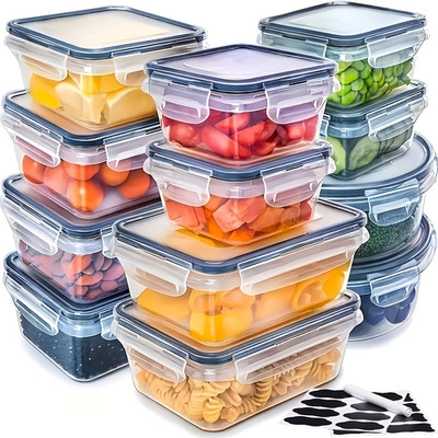  12pc Food Storage Container, Airtight Plastic Containers, Fresh-Keeping Boxes