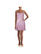 B DARLIN Womens Spaghetti Strap Cowl Neck Short Party Fit + Flare Dress