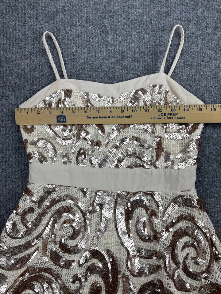 Voom by Joy Han Dress Womens Small Champagne Sequin Cocktail Made USA D-3293 - Image 2 of 4