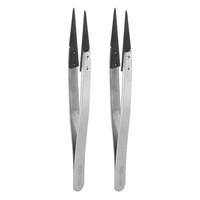 "2 StüCk PräZisions-Keramik Pinzette ESD-259 5,1\" Edelstahl, Gerade Spitze Kopf"