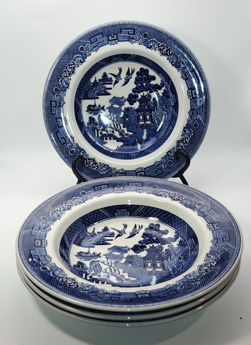 Johnson Bros England Blue Willow Rimmed Soup Bowl 8 3/4” Stoneware - Set of 4 - Picture 6 of 6