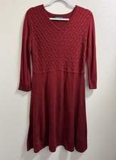 Jones New York NY Fit & Flare Sweater Dress Red Women's Petite Medium