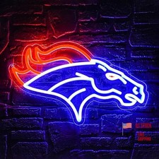 Blue-Bronco Football Neon Sign for Wall Decor - Football Neon Light for Man Cave