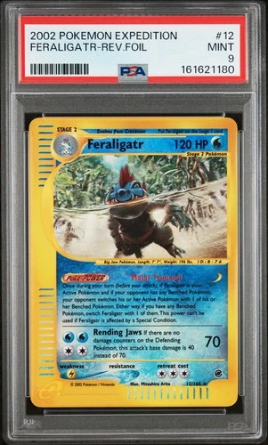 2002 POKEMON EXPEDITION #12 FERALIGATR-REVERSE FOIL PSA 9