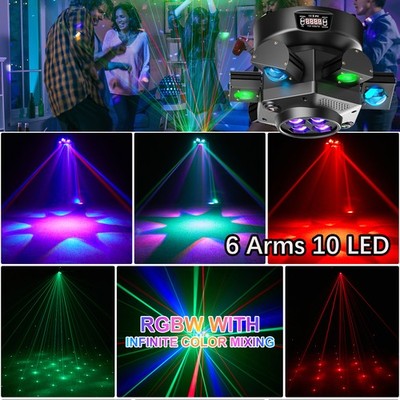 6 Arms Bee Eye Stage Light LED Moving Head Beam Light Laser DJ Disco Party Bar