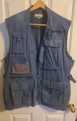 Pro Cam-Fis Travel & Adventure Utility Vest Faded Blue Men's XXL 100% Cotton
