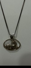 Enchanting Sterling Silver Oval Unicorn Pendant With Silver 18" Chain