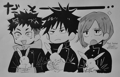 Hand Drawn JJK Anime Art - Original Chibi Fan Artwork I Yuji, Nobara,  Megumi