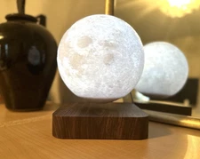 Levitating Moon Lamp Floating Spinning 3D Printing LED Moonlight Wooden Base