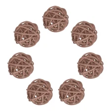 7Pcs Wicker Rattan Balls, 1.2 in Dia Rattan Decorative Balls, Brown